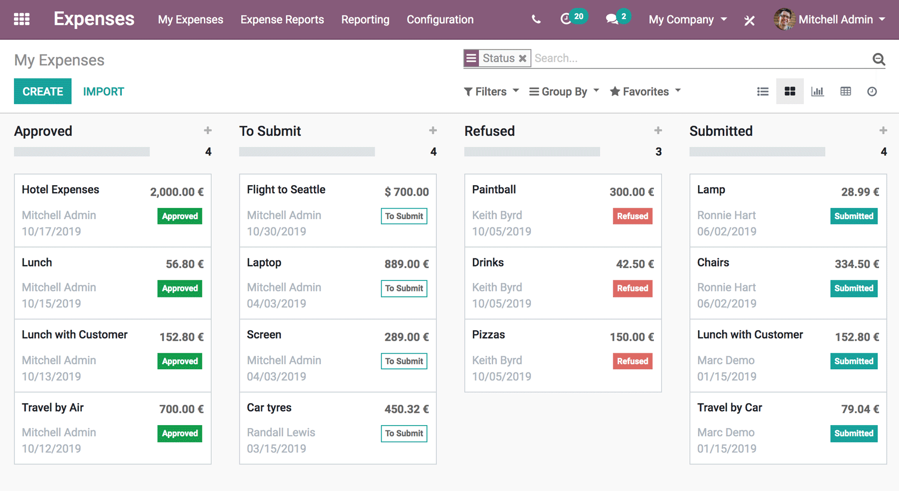 odoo expenses - Expenses Management APP