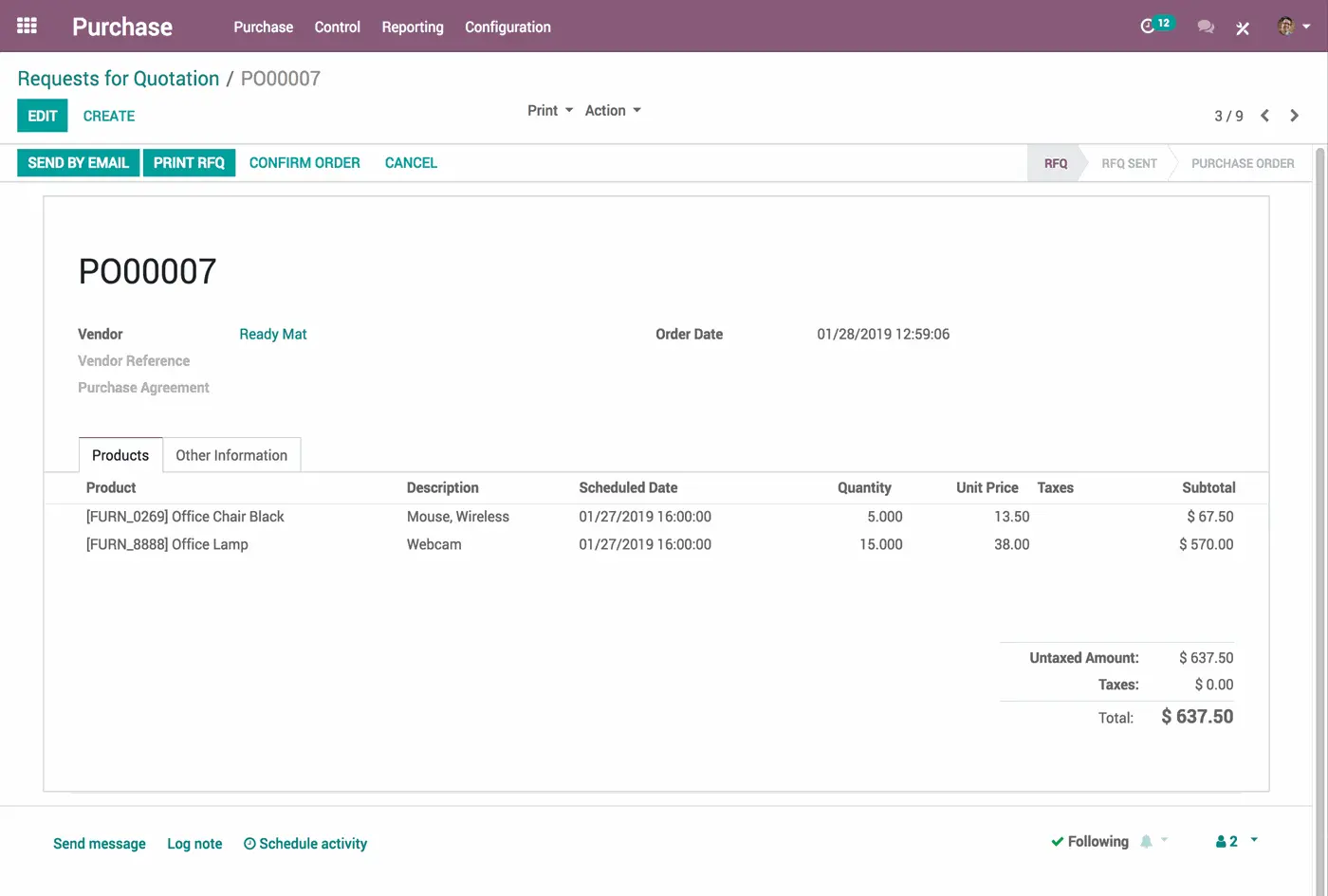 odoo purchase - Purchase APP